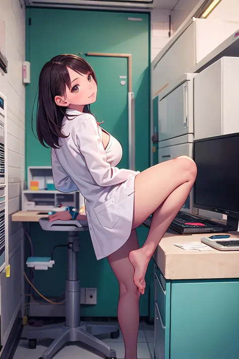 masterpiece, best quality,1girl,young girl,brown eyes,drill hair,suppressed _face,shiny skin,(nice leg line:1.3),thin waist,huge breasts,
BREAK
Doctor, Lab coat, Hospital, Diagnosing illnesses, Prescribing medicine, Performing surgeries
BREAK
around crowd:1.1,depth of field,looking at viewer,sitting,from behind,full body