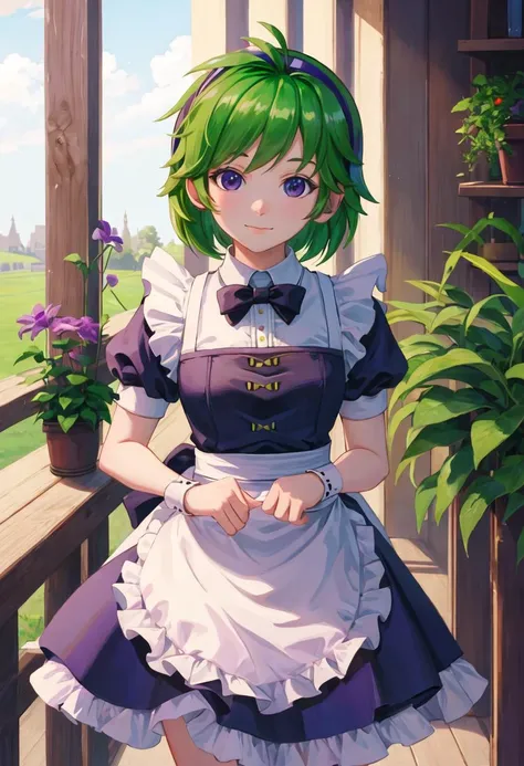 best quality, masterpiece, highres, solo, {nino_fireemblem:0.90}, {maid:1.40}, {long maid dress:1.15}