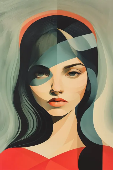 masterpiece,best quality,<lora:tbh101-:1>,patten,style of Tomma Abts,illustration,portrait, 1girl