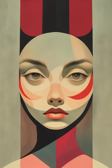 masterpiece,best quality,<lora:tbh101-:1>,patten,style of Tomma Abts,illustration,portrait, 1girl