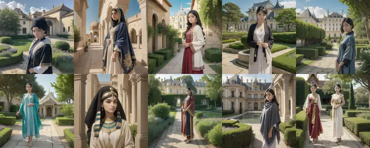 Image of Mary and Anne trying to stand out in Peter's presence, such as wearing elegant clothes or performing impressive activities. --auto --s2