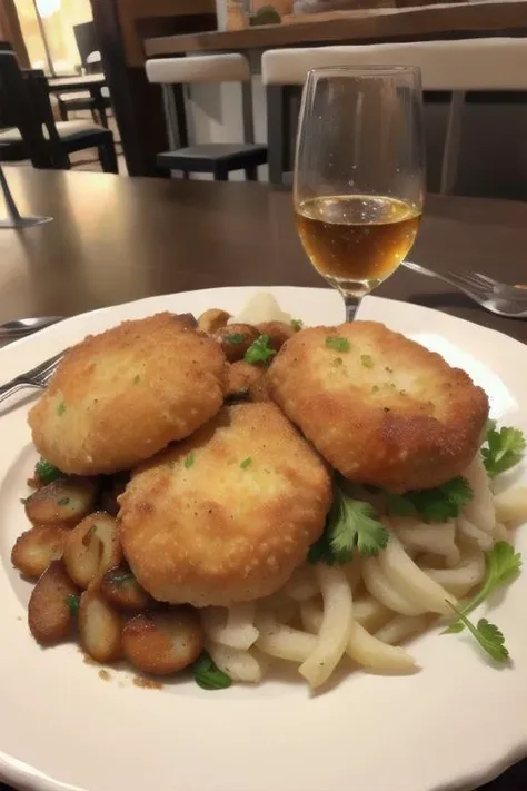 really intricate background, masterpiece, ultra realist, really intricate detailsSchnitzel (Austria, Germany) - Breaded and fried veal or pork cutlets.