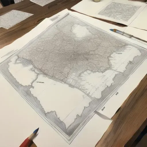 ink drawing for a plain map with town and for a tabletop role playing game