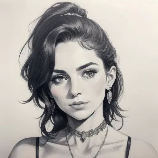 portrait d'une femme trs dtaill l'encre spia avec des bijoux trs dtailler