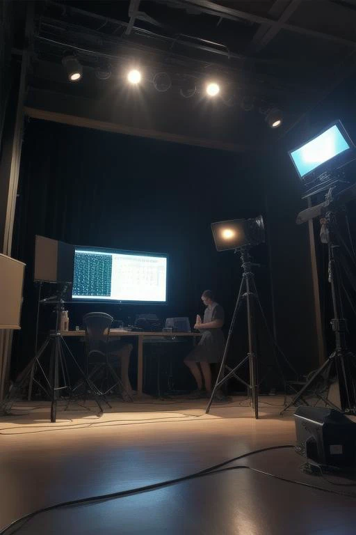 really intricate background, masterpiece, ultra realist, Lighting Control Boards Used by the lighting department to manage the intensity and timing of various lights during filming. dress