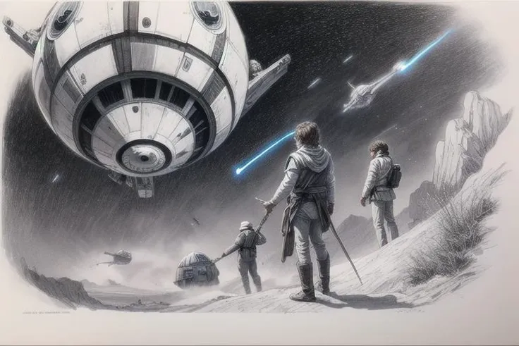 ink drawing Star Wars: Episode IV - A New Hope (1977)<lora:add_detail:0.6>