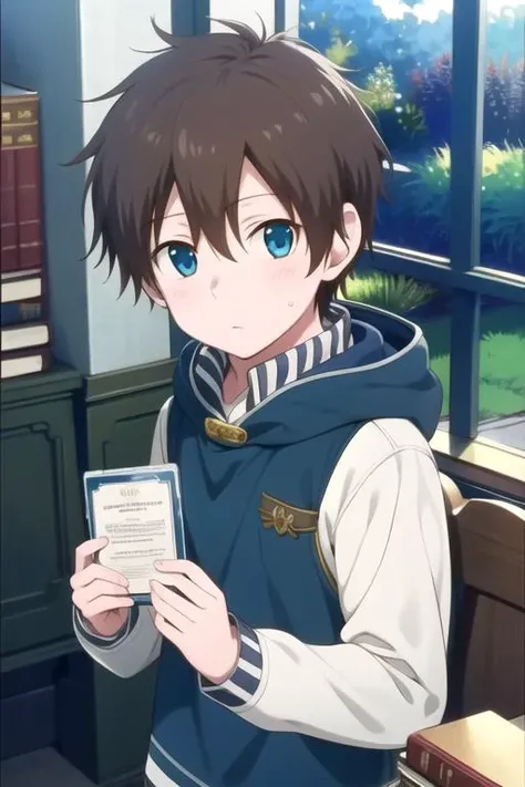 masterpiece, best quality, movie still, 1boy, solo, male focus, looking at viewer, , , , realistic, <lora:ryuu_akagami_no_shirayuki-hime:0.74>, ryuu_akagami_no_shirayuki-hime, brown hair, blue eyes, , new wave science fiction, HD-DVD