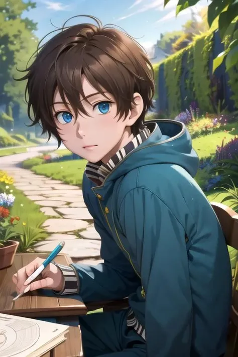 masterpiece, best quality, sketch, 1boy, solo, male focus, looking at viewer, , depth of field, ligne claire, , <lora:ryuu_akagami_no_shirayuki-hime:0.74>, ryuu_akagami_no_shirayuki-hime, brown hair, blue eyes, , fairytale, Blu-ray