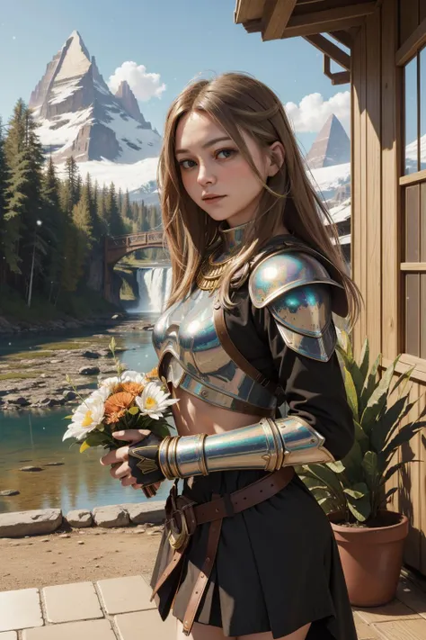 ZM_jessica, (expressionism art by Albert Bloch:0.8) , dramatic Physically based render, pleasant, extreme wide shot of a dressed in a very Dirty Iridescent Egyptian [Brass:Kashmir:11] Faith armor, ([Wombat:Cygnus X-1:4]:1.3) Spinner, it is very Pressured and Welcoming, One Hand in Pocket, forest and Waterfall background, crowded fauna and mountains, Snowing, Very wide view, Visual novel, Cosy, Japonism Art, Warm lighting, Circular polarizer, Muted Colors, Encaustic Paint, Impasto, Best quality, unreal engine