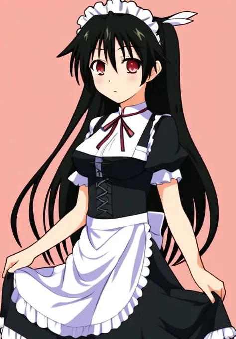 <lora:suzutsuki_kanade:0.8>, suzutsuki_kanade, 1girl, solo, looking at viewer, maid dress, smile, thighhighs, cleavage, closed eyes, apron,