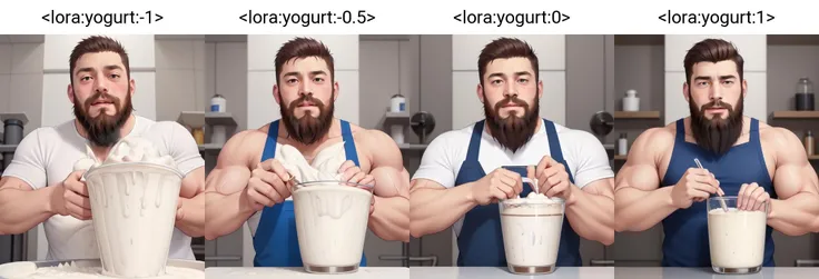<lora:yogurt:-1>, yogurt, beard man, whey