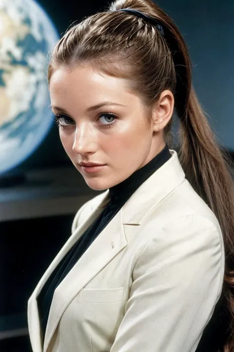 photo of J4n3s3ym0ur_HMv1-133, (ponytail:1.3), a woman, perfect hair, (modern photo), wearing blazer, button-up, slacks, 70mm standard, (analog, cinematic, film grain:1.3), Virtual Education Center, Futuristic facility with VR simulations, holographic lectures, and AI-guided learning., detailed eyes, professional pose, (epiCPhoto), (looking at viewer:1.1), (cinematic shot:1.3), (soft style lighting), <lora:add_detail:0.5>