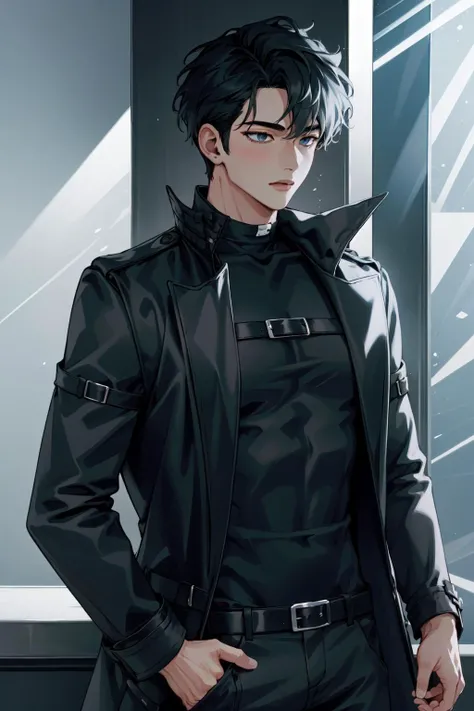 (Masterpiece:1.4), (best quality:1.2), <lora:Yoo_Joonghyuk-000010:1>, yoo joonghyuk, 1boy, male focus, black jacket, black shirt, black pants, upper body