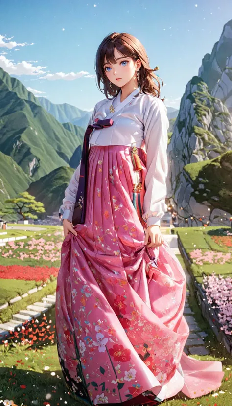 detailed eyes, Perfect features, (masterpiece), (best quality), (good quality), intricate details, earrings, Ray Tracing, (See-through), (Bokeh), (Depth of field), <lora:SDXL_Hanbok_LoRA_beta7:0.1>