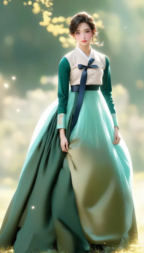 detailed eyes, Perfect features, (masterpiece), (best quality), moist skin, shiny skin, glossy skin, (good quality), intricate details, earrings, Ray Tracing, (See-through), (Bokeh), (Depth of field), <lora:SDXL_Hanbok_LoRA_beta3:0.1>