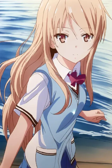 <lora:mashiro-000008:1>,((masterpiece,best quality, detailed)), ultra-detailed, detailed hair, deep shadows, hard rim lighting,((dramatic lighting)),sharp focus, cowboy shot, (1girl:1.2), solo,( long hair:1.3), (floating hair:1.2), (seductive smile:1.1),medium breasts, standing, (looking at viewer:1.2), (sea:1.3),(starry sky:1.3) , (school uniform:1.4)