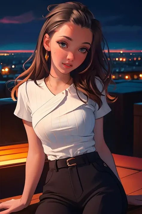 DEN_lucie_wilde,
(cityscape:1.2) scene posing on the (rooftops:1.2) at (sunset:1.2) wearing clothes, wearing trousers and a top, (plain top:1.2), (top:1.2), (trousers:1.2), (cityscape:1.2), (night time sunset sky:1.3), (dark:1.1), (evening:1.2), vibrant sky colours,
bokeh, f1.4, 40mm, photorealistic, raw, 8k, textured skin, skin pores, intricate details  <lora:epi_noiseoffset2:1>, epiCRealism <lora:ClothingAdjuster3:-1>