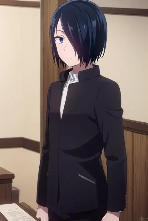yuuishigami, <lora:yuu ishigami s3-lora-nochekaiser:1>,
yuu ishigami, black hair, blue hair, male focus, (hair over one eye:1.5), (black eyes:1.3),
BREAK shirt, school uniform, jacket, white shirt, open clothes, black jacket, gakuran,
BREAK indoors, classroom,
BREAK looking at viewer, (cowboy shot:1.5),
BREAK <lyco:GoodHands-beta2:1>, (masterpiece:1.2), best quality, high resolution, unity 8k wallpaper, (illustration:0.8), (beautiful detailed eyes:1.6), extremely detailed face, perfect lighting, extremely detailed CG, (perfect hands, perfect anatomy),