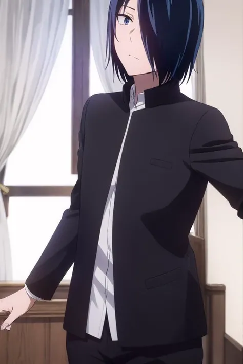 yuuishigami, <lora:yuu ishigami s3-lora-nochekaiser:1>,
yuu ishigami, black hair, blue hair, male focus, (hair over one eye:1.5), (black eyes:1.3),
BREAK shirt, school uniform, jacket, white shirt, open clothes, black jacket, gakuran,
BREAK indoors, classroom,
BREAK looking at viewer, (cowboy shot:1.5),
BREAK <lyco:GoodHands-beta2:1>, (masterpiece:1.2), best quality, high resolution, unity 8k wallpaper, (illustration:0.8), (beautiful detailed eyes:1.6), extremely detailed face, perfect lighting, extremely detailed CG, (perfect hands, perfect anatomy),