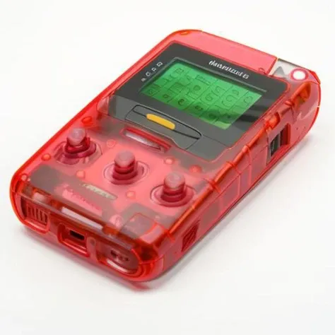 clearcraze <lora:clearcraze:1> photorealistic product shot, high quality, smartphone, neon red colored translucent case revealing the circuit board