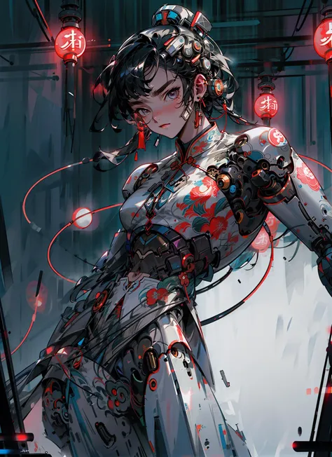 (((masterpiece))), (((best quality))), ((ultra-detailed)), ((official art,extremely detailed CG unity 8k wallpaper)),detailed background,
 <lora:add_detail:0.77>
cyberhanfu,cheongsam,robot, female cyborg , luxurious cyberpunk tea house, robotic patrons, dim lighting, neon signs,fcPortrait ,<lora:cyberhanfu_20230617014620:0.75>, <lora:NijiExpressV2:0.5>
,abs, male_focus, muscular, muscular_male, penis, testicles, power_lines, bara, solo, thighs, uncensored, erection, male_pubic_hair, navel, 1boy, veiny_penis, veins, pubic_hair, <lora:AQMLORA-V5:.85>