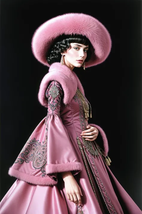 ((Masterpiece, best quality,edgQuality)), excited,standing,posing for a picture,cowboy shot,
edgJG fashion, a woman in a pink dress and a pink fur coat ,wearing edgJG_style clothing
<lora:edgGalliano:1>