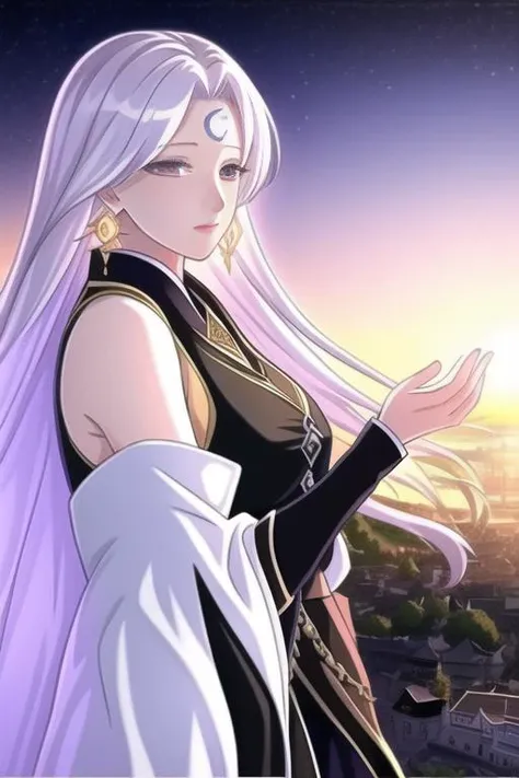 (extremely detailed CG unity 8k wallpaper), the most beautiful artwork in the world,realistic,
1girl, solo, yohime, <lora:yohime_v3:1>, sunrise, looking afar, white hair,black dress