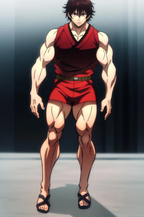 baki style, solo, looking at viewer, brown hair, 1boy, brown eyes, male focus, close-up, serious, <lora:bakianimestyle:1>,