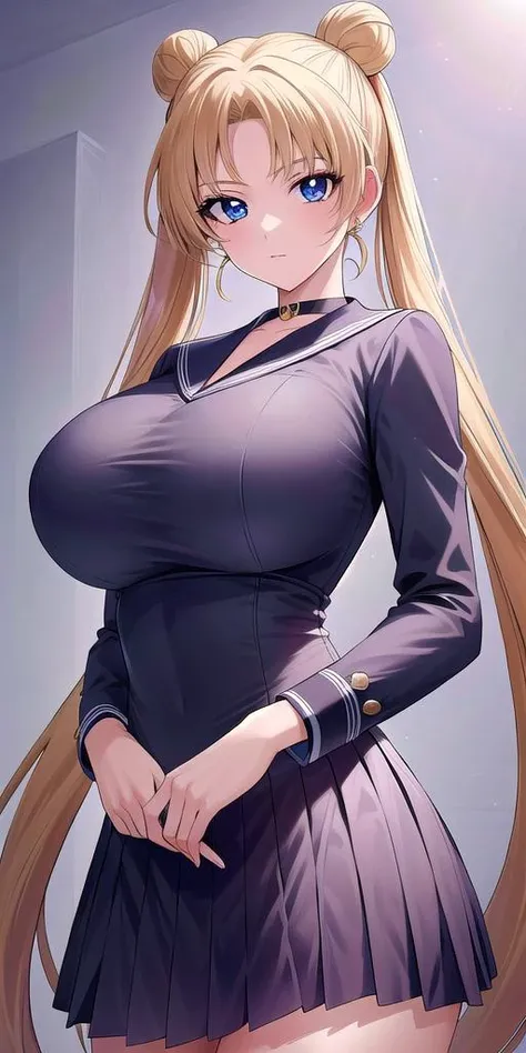 <lora:SMUsagiTsukinoV16:0.65> smusagitsukino, standing, solo, huge_breasts, skirt_suit, masterpiece, best quality, detailed face, detailed eyes, highres,