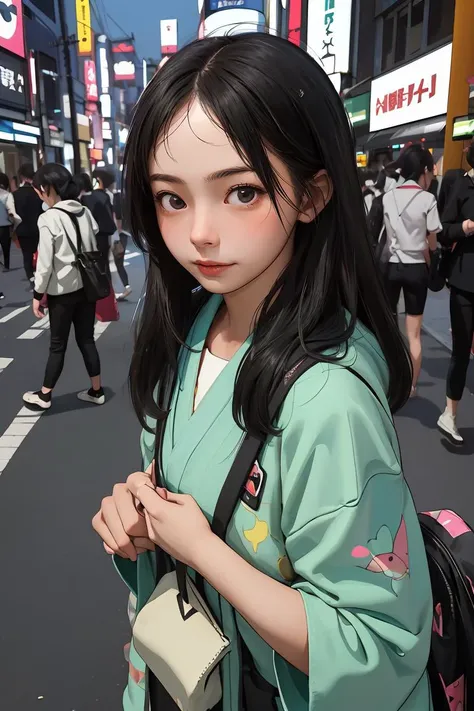 (best quality, masterpiece), 1girl, Idols on the streets of Shinjuku, Japan,