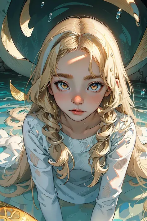 ((masterpiece)), (best quality),((masterpiece)), (best quality), beautiful, extremely detailed face,
detailed background,contour deepening,chromatic aberration,soaked,wet clothes, ((Underwater portrait)), Underwater, Sea,floating,fetal position,long hair,parted bangs,hair between eyes,messy hair,floating hair,
((expressionless)),((blonde hair)), ,eyelashes,eyeshadow,eyeliner,((tsurime)),((beautiful golden eyes)),,((tareme)),(white dress),intense angle ,dynamic angle ,perspective,fisheye,