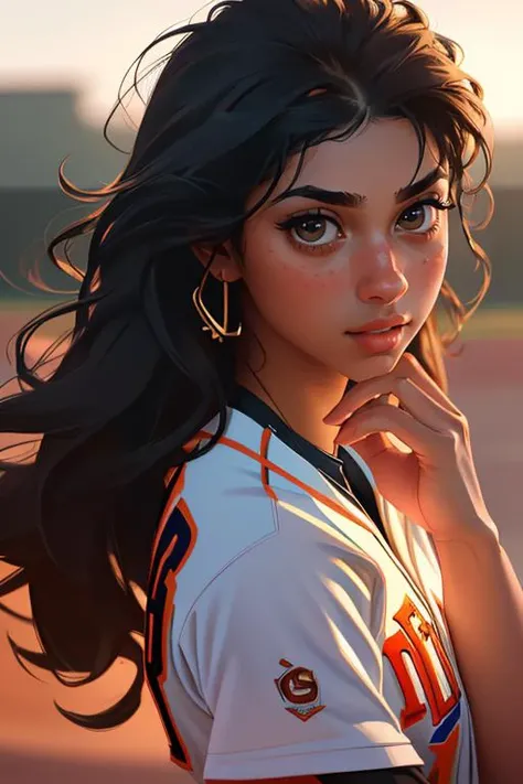 DEN_livia_siren,
(playing baseball and wearing a baseball uniform swinging a bat, baseball uniform, playing baseball, baseball:1.2),
bokeh, f1.4, 40mm, photorealistic, raw, 8k, textured skin, skin pores, intricate details <lora:epi_noiseoffset2:1>, epiCRealism