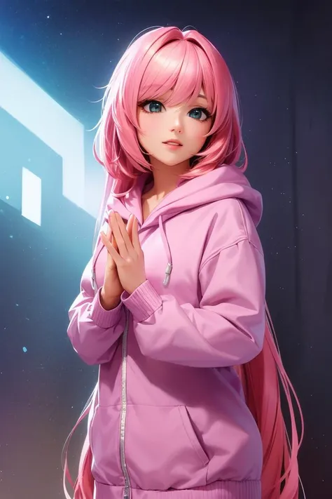 (cosplay photo),1girl, (light pink wig : 1.1), a woman with pink wig is at the street , (shy: 1.3), (hair over eyes :1.2), (wig, (very long :1.55) bangs between eyes : 1.35), long wig, (dynamic pose, parfect lighting, eye forcus), wearing a hoodie,, BREAK (masterpiece:1.2), best quality, high resolution, unity 8k wallpaper, (illustration:0.8), extremely detailed face, perfect lighting, extremely detailed CG, (perfect hands, perfect anatomy), (masterpiece, best_quality, ultra-detailed, immaculate:1.3), epic, illustration, render, <lora:GoodHands-vanilla:1.2>, <lora:colorize:1>,