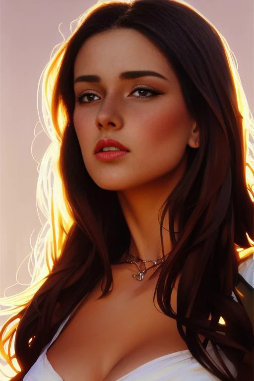 arcane style. samdoesarts style. A painting of an alluring cowgirl. Rail Fence. Desert. Cinematic lighting. Anamorphic lens flare. Chiaroscuro. Volumetric lighting. Highly detailed. Realistic. Lustrous hair. By Thomas Saliot, Guillaume Seignac, Anna Rose Bain, and Steve Henderson., A painting of a beautiful woman. By Emerico Imre Toth, Sophie Anderson, Alyssa Monks, and Kaethe Butcher., A painting of a young woman. Chiaroscuro. Volumetric lighting. Realistic. Highly detailed. Natural breasts. By Terry Moore, William Adolphe Bouguereau, John William Waterhouse, and Thomas Kinkade.
