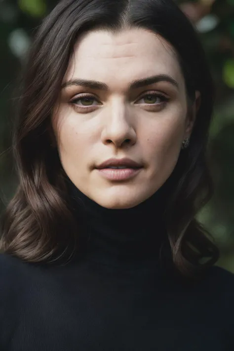 A stunning intricate full color portrait of rachelW1, wearing a black turtleneck, epic character composition, by ilya kuvshinov, alessio albi, nina masic, sharp focus, natural lighting, subsurface scattering, f2, 35mm