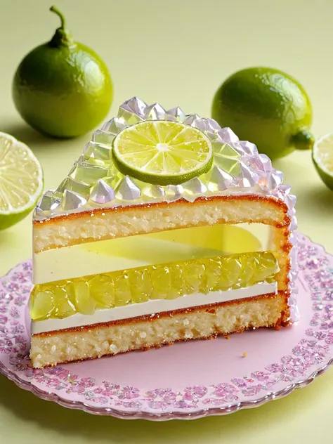 <lora:gl4ssj3mSDXL:1> gl4ssj3m, still life, food focus, glass lime cake,