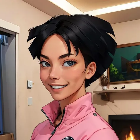 amy wong, black hair, wearing a pink tracksuit,
portrait, close up, looking at viewer, smiling, happy,
indoors, living room, simple background,
extremely detailed, bounce lighting, jazzy ambiance,  HDR, <lora:AmyWong:.8>