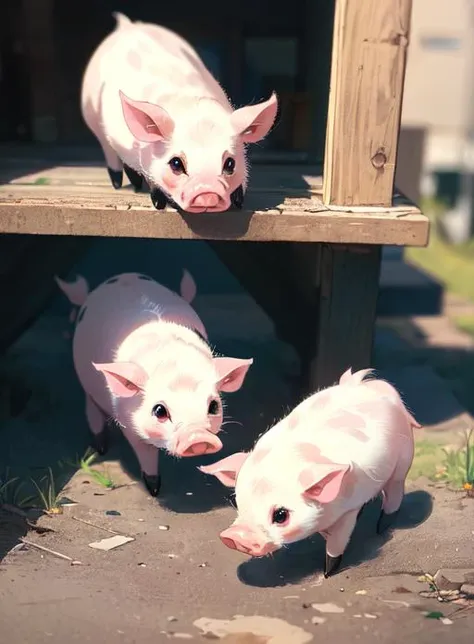 <lora:add_detail:1>Best quality, (masterpiece:1.1576), (high resolusion:1.2155),(ultra detailed 8k art:1.05),  kawaii,  (fluffy), (micro size:1), micro size pigs, semi-realistic, multiple cute pigs, out door, lots of micro sized pigs <lora:Silicon-landscape-isolation:1>