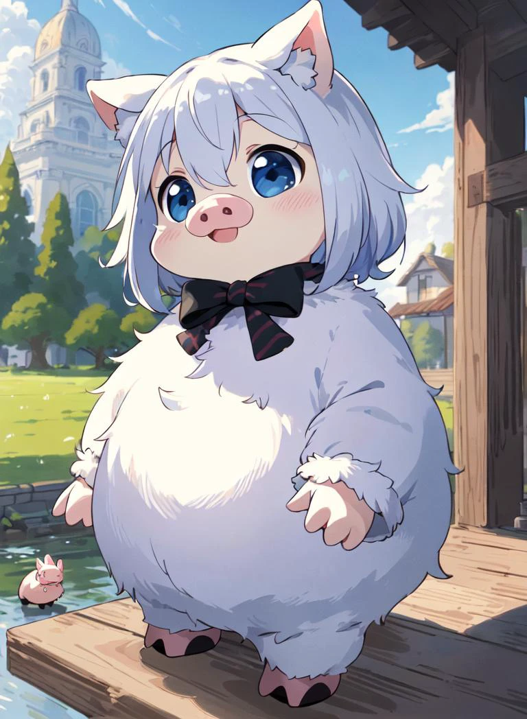 <lora:add_detail:1>Best quality, (masterpiece:1.1576), (high resolusion:1.2155),(ultra detailed 8k art:1.05), kawaii, (fluffy), cute, (micro pigs:1) , deformation, multiple Kawaii pigs, out door, lots of micro sized pigs, downy hair, covered in fluff