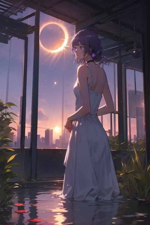 masterpiece,
complex depiction,
ink, sun ring, 1girl,
under the water, cloud, drop, bush, visible air, skyscraper, rail,
eclipse, purple sky, blue light,
indoors,
collarbone,  full moon, purple morning,
<lora:Messy:0.4> Messy_art, <lora:st-fs:-1.4>