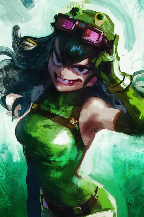 (masterpiece, best quality;1.3), extremely detailed ,ultra detailed, 1girl, solo, looking at viewer,detailed skin, kneeling,
<lora:Tsuyu Asui:0.8> sticking long tongue out,
asui tsuyu, low-tied long hair, green bodysuit, hite gloves, hair rings,goggles, city, tower rooftop, awaitingtongue, facial close-up,