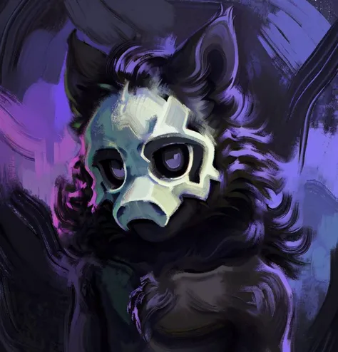 by Aleksander Rostov, by zackary911, by snowskau, (((zaum, elysiumchar, portrait))), masterpiece, oil painting, (((impasto impressionism, impressionism))), soft lighting, close-up, <lyco:puro-v1-fluffyrock-locon:1>, (((puro \(changed\)))), puro, ((solo)), anthro, male, ((black fur, black body, monotone body, monotone fur, white mask, white eyes)), black sclera, wolf ears, fluffy tail, looking at viewer, front view, on front, fluffy fur, chest tuft, fluffy, crotch tuft, nude, ((thin, slim, girly, femboy)), (headshot portrait:1.3), detailed background, <lora:DiscoElysiumStyle:1> ,