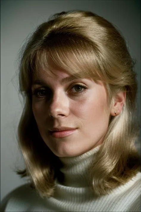 Realistic photo of a beautiful c4th3r1n3d-v2 woman, 1girl, solo, long hair, looking at viewer, (((blonde hair))), brown eyes, closed mouth, blurry, sweater, lips, blurry background, turtleneck, portrait, realistic, soft lighting, professional Photography, Photorealistic, detailed, RAW, analog, sharp focus, 8k, HD, DSLR, high quality, Fujifilm XT3, film grain, award winning, masterpiece<lora:c4th3r1n3d-v2:1.0>