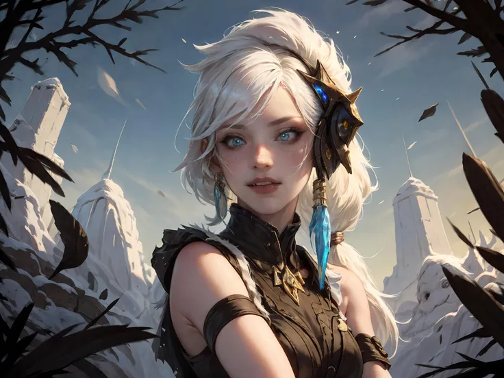 (masterpiece, best quality),intricate details,(Best quality)),((masterpiece)),((realistic)),(hyperrealism:1.2),(fractal art:1.2),.(1girl),(perfect face:1.3),riven \(league of legends\),folded ponytail,short dress,coreset,single pauldron,white hair,black eyeshadow,bare shoulders,yellow eyes,white hair,.extreme detailed eyes,colorful,highest detailed,vibrant colors,high contrast,. (8K UHD:1.2),(photorealistic:1.2),<lora:LOLå¼é·å°åå¾·(8bitï¼:0.6>,