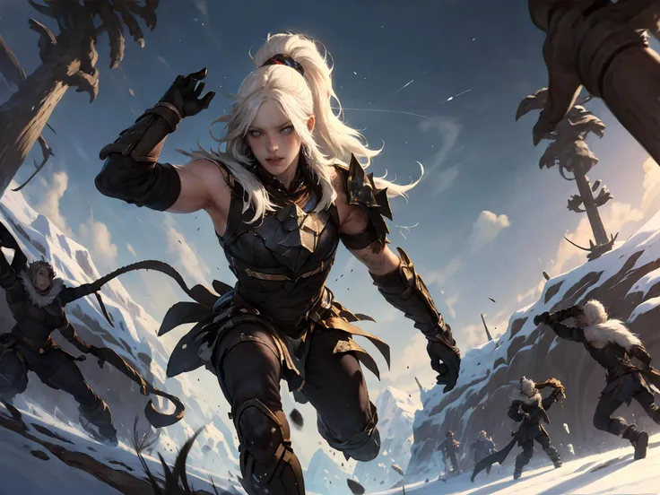 (masterpiece, best quality),intricate details,(Best quality)),((masterpiece)),((realistic)),(hyperrealism:1.2),(fractal art:1.2),.(1girl),(perfect face:1.3),riven \(league of legends\),folded ponytail,short dress,coreset,single pauldron,white hair,black eyeshadow,bare shoulders,yellow eyes,white hair,.extreme detailed eyes,colorful,highest detailed,vibrant colors,high contrast,. (8K UHD:1.2),(photorealistic:1.2),<lora:LOLå¼é·å°åå¾·(8bitï¼:0.6>,