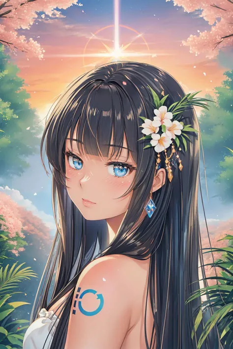 1girl, masterwork Renderman, Tattoo style, highly detailed, majestic, 3/4 view of an elegant Parisien ([Sofia Vergara|Leighton Meester]:1.3) , Sofia Vergara is very Magical and Unusual, she is from the 1900's, she is very embarrased as a Gypsy, insane details, she is dressed in her 1950'S Lunarpunk fashion style wedding dress with a round neck neckline, her hair is Classic and styled as Bangs, Sofia Vergara has a Wanderlust Aztec dark rainbow Keychain, Large Blue Eyes and Amphibian Eyes, dense flower field with Moss, at Sunrise, in focus, (designed by Jeff Legg:1.1) , Magic Realism, Energetic, Lens Flare, F/2.8, Vibrant Color, Impasto, dark pastel palette, photo-realistic face, most cute in the world, contest winner, Pixabay, emotional, dream