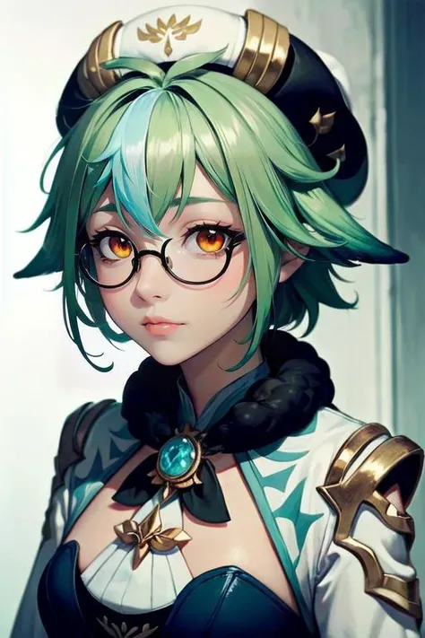 sucrose \(genshin impact\), semi-rimless eyewear, shy, (masterpiece, best quality, ultra-detailed), (volumetric lighting), 1girl, solo, beret, mksks style, upper body
in a chemistry lab,
orange eyes
dramatic lighting
<lora:Genshin Impact - Sucrose v2 @ sucrose (genshin impact):0.9>