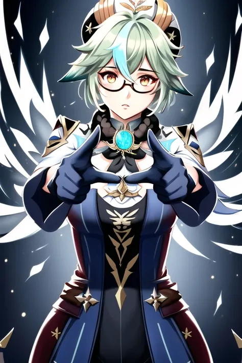 <lora:TsumasakySucrose_v1:0.95> sucrose \(genshin impact\),
masterpiece, realistic digital painting, upper body, perfect feminine face, round glasses, best quality, detailed, stunningly attractive, (wide hips:0.8), (hourglass figure:0.8), (aroused:1.1), laboratory, alchemy, detailed background, epic, dynamic pose, cinematic lighting, sharp focus, (excellent hands fingers thumbs:1) <hypernet:wlopA3_v113550Steps:0.5>