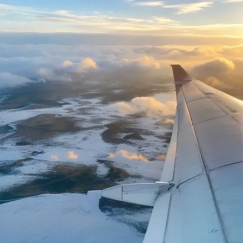 view from an ultra high quality plane,  4k, high definition, beautiful view, [intricate clouds], sun rays shining through the window of the plane