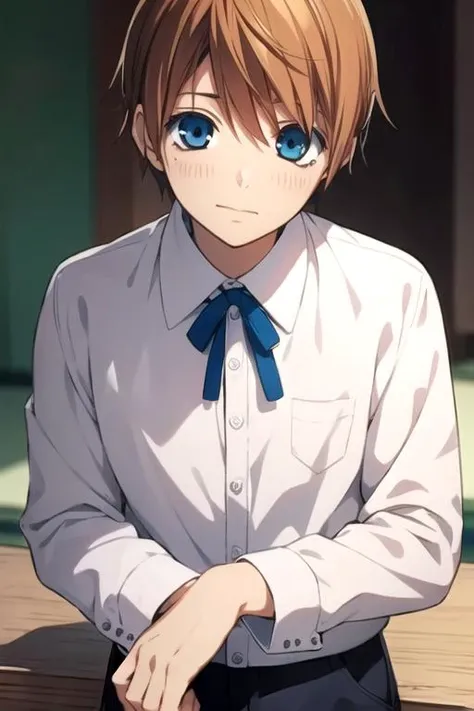 masterpiece, best quality, illustration, 1boy, solo, male focus, looking at viewer, , , anime coloring, realistic, <lora:yuzu_hybrid_child:0.70>, yuzu_hybrid_child, brown hair, blue eyes, , , The Palace of Dreams,